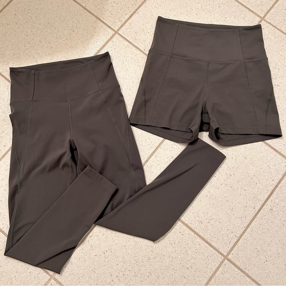 girlfriend collective Pants - Girlfriend Collective small gray high waisted pair of bootie shorts & leggings